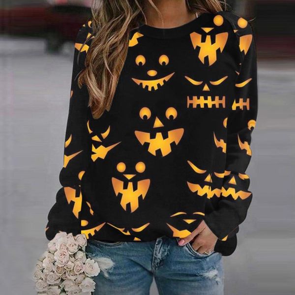 women's hoodies & sweatshirts 2021 halloween pumpkin print long-sleeved sweatshirt casual vintage crewneck pullover moletom feminino, Black
women's hoodies & sweatshirts 2021 halloween pumpkin print long-sleeved sweatshirt casual vintage crewneck pullover moletom feminino, Black
