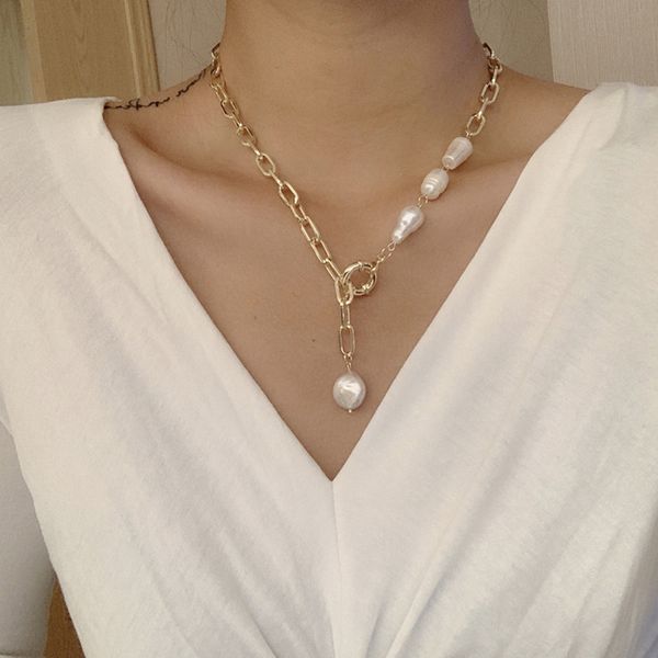 light luxury design sense special shaped pearl pendant fashion temperament net red clavicle chain ele and beautiful necklace, Silver
light luxury design sense special shaped pearl pendant fashion temperament net red clavicle chain ele and beautiful necklace, Silver