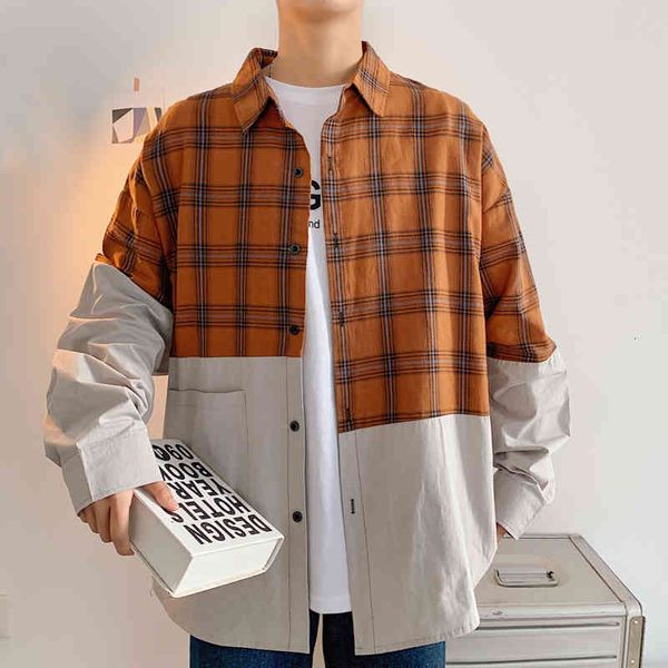 men plaid patchwork long sleeve shirts korean fashions harajuku cltohes male vintage button up shirt plus size 5xl, White;black
men plaid patchwork long sleeve shirts korean fashions harajuku cltohes male vintage button up shirt plus size 5xl, White;black