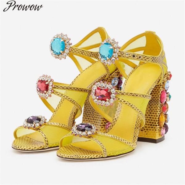 luxury crystal women sandals yellow chunky high heels summer mesh runway dress shoes woman gladiator, Black
luxury crystal women sandals yellow chunky high heels summer mesh runway dress shoes woman gladiator, Black
