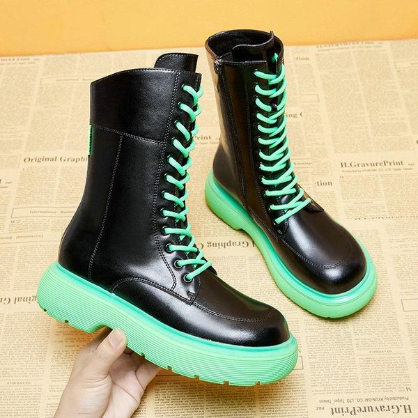 boots 2021 retro green women's cowhide leather thick-soled big toe personality short women, Black
boots 2021 retro green women's cowhide leather thick-soled big toe personality short women, Black