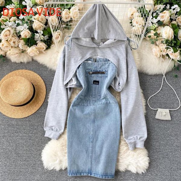 autumn suit design sense womens tracksuits hooded sweater long sleeved wild retro denim sling dress fashionable two piece, Gray
autumn suit design sense womens tracksuits hooded sweater long sleeved wild retro denim sling dress fashionable two piece, Gray