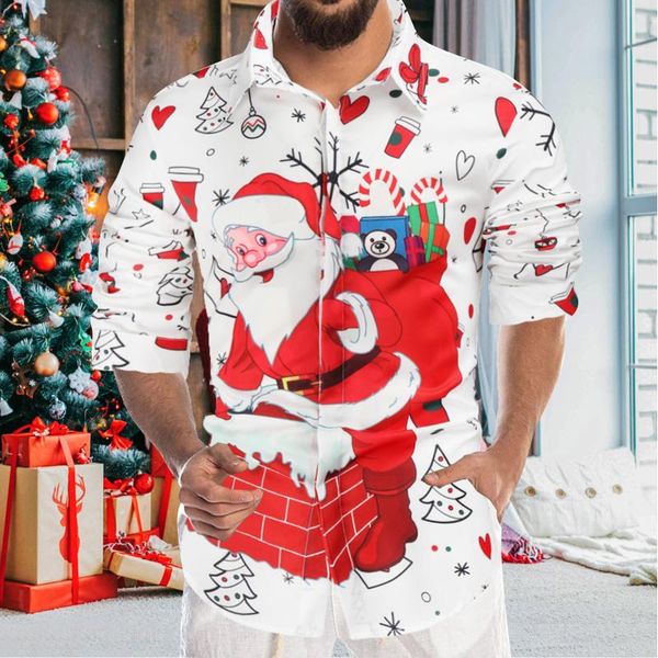 men's casual shirts fashion christmas printed men spring autumn turn-down collar buttoned shirt for long sleeve 2022, White;black
men's casual shirts fashion christmas printed men spring autumn turn-down collar buttoned shirt for long sleeve 2022, White;black