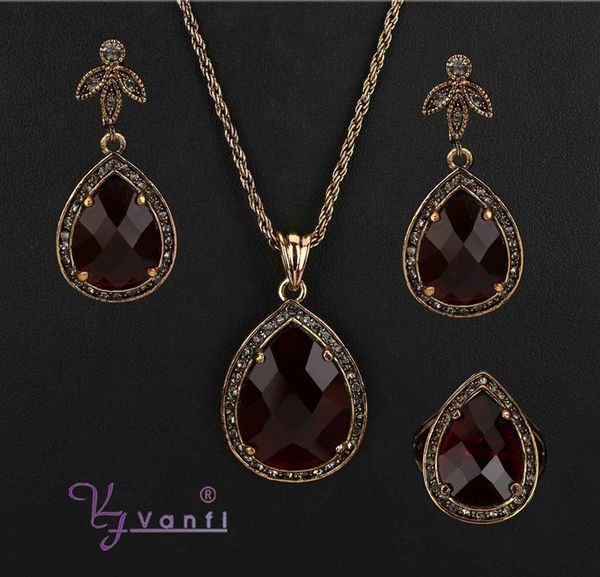 earrings & necklace luxury party jewelry sets antique gold color stone crystal red heart geometric pendant set, Silver
earrings & necklace luxury party jewelry sets antique gold color stone crystal red heart geometric pendant set, Silver