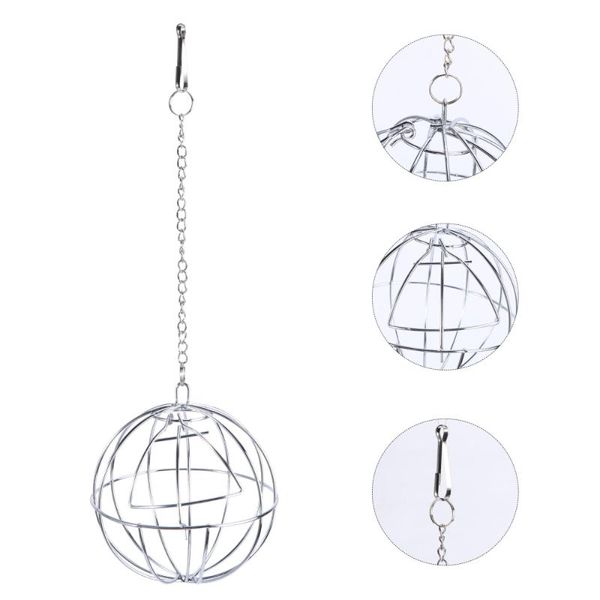 small animal supplies 1pc hanging grass household frame hamster feeding tool (silver)