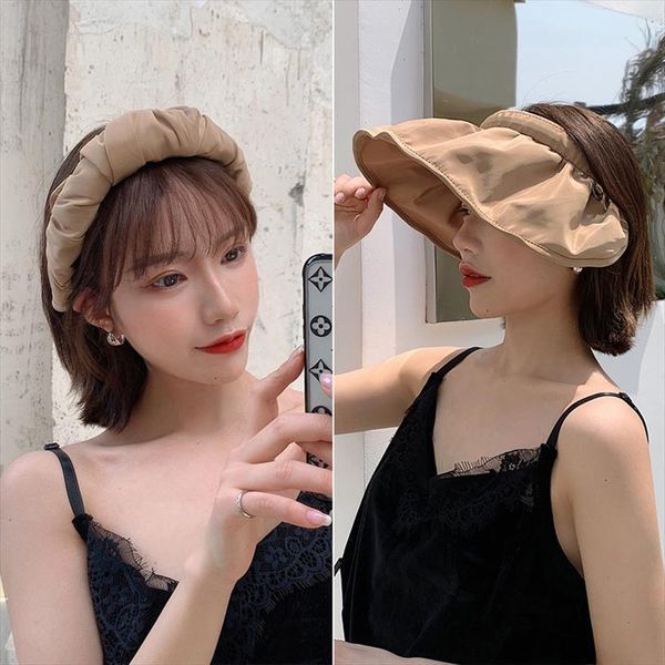 portable foldable wide large brim sun hat beach hats for women empty visors cap hair accessories dual use headband, Blue;gray
portable foldable wide large brim sun hat beach hats for women empty visors cap hair accessories dual use headband, Blue;gray
