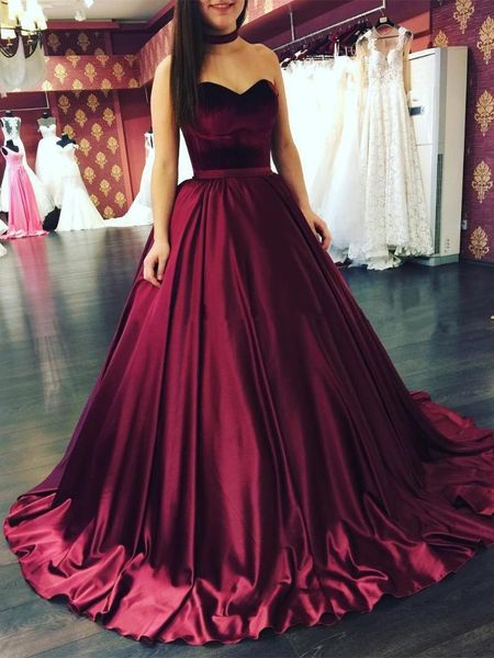 burgundy prom dress ball gown strapless stain elegant evening gowns with sashes robe de soirée party wear sweep train dresses, White;black
burgundy prom dress ball gown strapless stain elegant evening gowns with sashes robe de soirée party wear sweep train dresses, White;black