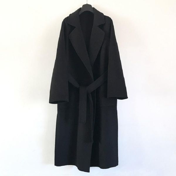 women's wool & blends winter women long cashmere coats chic split casual bathrobe coat with belt flyr043, Black
women's wool & blends winter women long cashmere coats chic split casual bathrobe coat with belt flyr043, Black