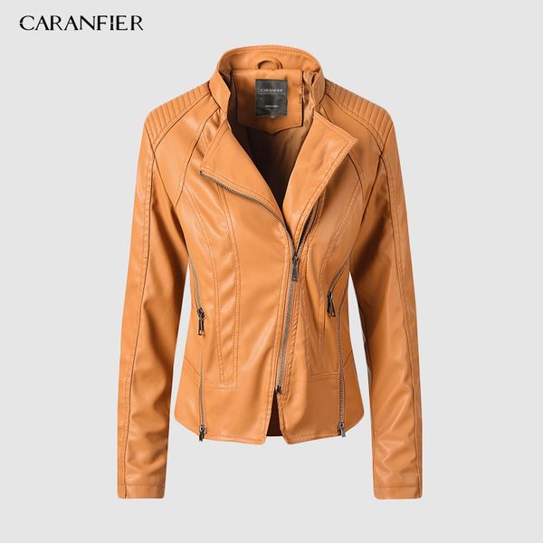 caranfier new fashion women smooth motorcycle faux leather jackets ladies long sleeve autumn winter biker streetwear black coat 201120 
caranfier new fashion women smooth motorcycle faux leather jackets ladies long sleeve autumn winter biker streetwear black coat 201120