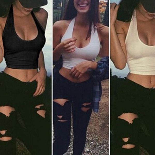 women halter neck sleeveless crop low cut o solid color cami tank vest backless bodycon basic bralette women's tanks & camis, White
women halter neck sleeveless crop low cut o solid color cami tank vest backless bodycon basic bralette women's tanks & camis, White