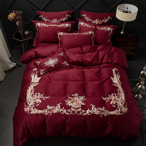 bedding sets wine red luxury 2021 cotton embroidery king size set fitted sheet bed duvet cover parure de lit
bedding sets wine red luxury 2021 cotton embroidery king size set fitted sheet bed duvet cover parure de lit