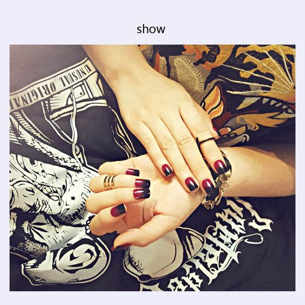 false nails 24pcs/box black and red gradient wearable full cover fake nail tips fashion style plastic art short fingernails, Red;gold
false nails 24pcs/box black and red gradient wearable full cover fake nail tips fashion style plastic art short fingernails, Red;gold