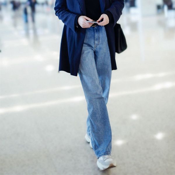 jean women's straight jeans high waist autumn winter female loose denim trousers, Blue
jean women's straight jeans high waist autumn winter female loose denim trousers, Blue