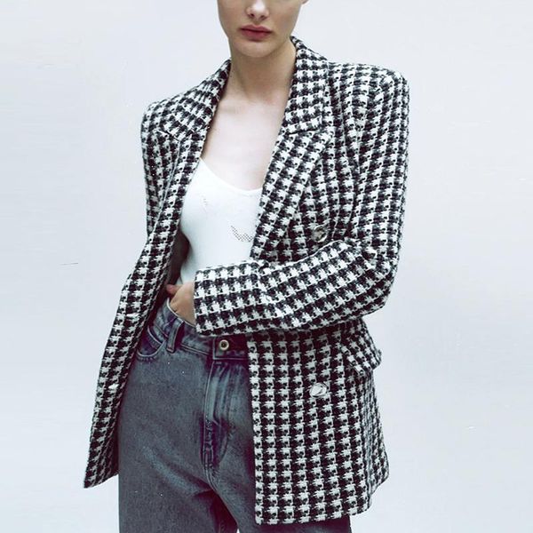 fashion double breasted plaid tweed blazers and jackets work office lady autumn women suit slim business female blazer coat women's sui, White;black
fashion double breasted plaid tweed blazers and jackets work office lady autumn women suit slim business female blazer coat women's sui, White;black