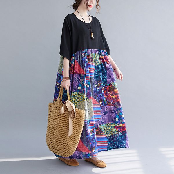johnature vintage dresses casual print patchwork summer ankle-length o-neck short sleeve loose women dresses 210521, Black;gray
johnature vintage dresses casual print patchwork summer ankle-length o-neck short sleeve loose women dresses 210521, Black;gray
