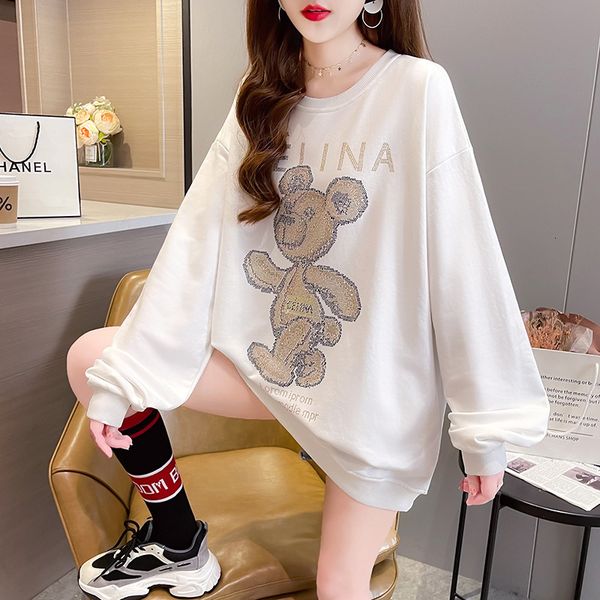 women's sweater spring and autumn loose ins lazy wind cartoon drill large women's round neck long sleeve coat student, Black
women's sweater spring and autumn loose ins lazy wind cartoon drill large women's round neck long sleeve coat student, Black