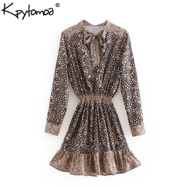 vintage chic leopard print ruffles mini dress women fashion bow tie neck elastic waist ladies dresses casual vestidos mujer 210416, Black;gray
vintage chic leopard print ruffles mini dress women fashion bow tie neck elastic waist ladies dresses casual vestidos mujer 210416, Black;gray