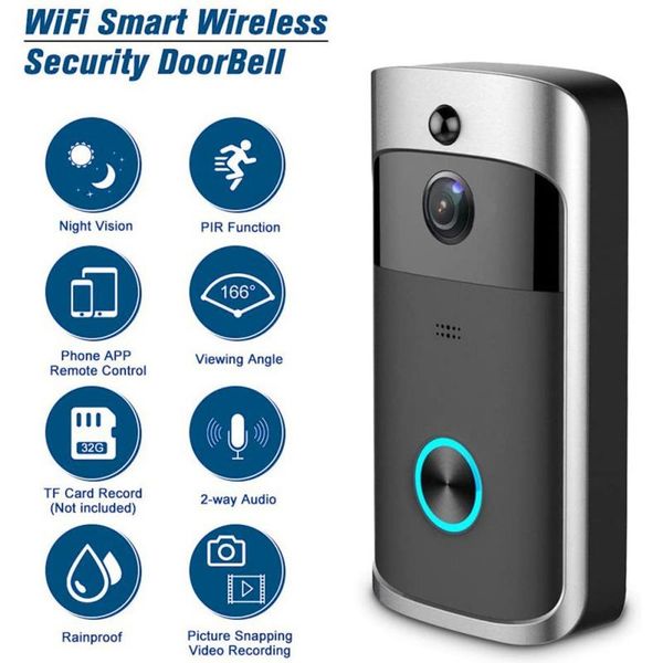 wifi smart wireless security doorbell 720p visual intercom recording video door phone remote home monitoring night vision mini cameras
wifi smart wireless security doorbell 720p visual intercom recording video door phone remote home monitoring night vision mini cameras