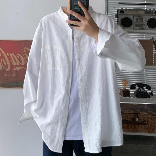 men's casual shirts korean linen cotton shirt, long sleeve harajuku, basic, black and white, 2021, White;black
men's casual shirts korean linen cotton shirt, long sleeve harajuku, basic, black and white, 2021, White;black