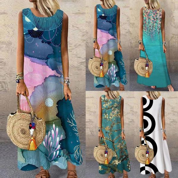 casual dresses retro print sleeveless summer dress for women pocket o neck loose elegant female plus size party 2021, Black;gray
casual dresses retro print sleeveless summer dress for women pocket o neck loose elegant female plus size party 2021, Black;gray