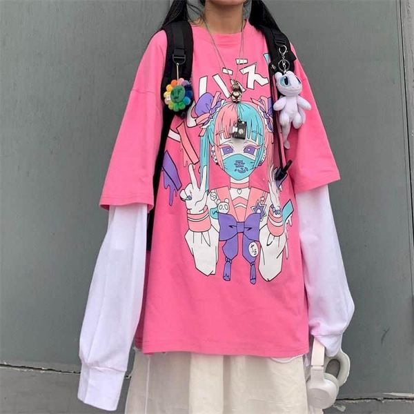 women's t-shirt harajuku sweet tshirt women t shirt stitching fake two-piece cartoon printing loose round neck student long-sleeved, White
women's t-shirt harajuku sweet tshirt women t shirt stitching fake two-piece cartoon printing loose round neck student long-sleeved, White