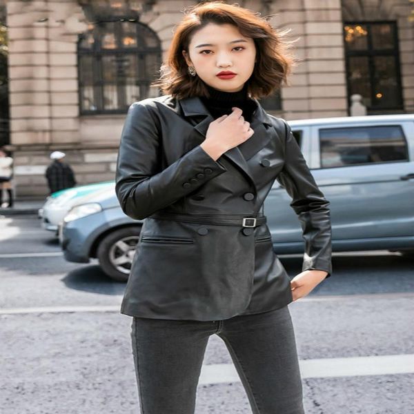 women's leather & faux autumn genuine jacket women clothes 2021 fashion streetwear moto sheepskin coat + belt chaqueta mujer 9901 lw732, Black
women's leather & faux autumn genuine jacket women clothes 2021 fashion streetwear moto sheepskin coat + belt chaqueta mujer 9901 lw732, Black