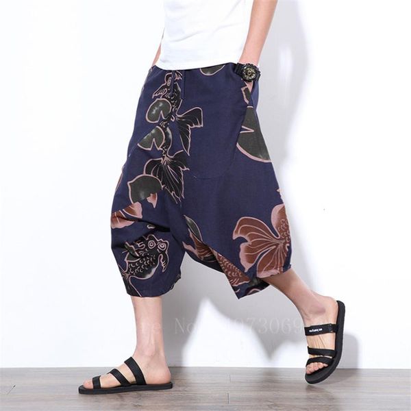 men's japanese harajuku style wide lege pants fashion summer floral print harem trousers three quarter length loose ethnic clothing, Red
men's japanese harajuku style wide lege pants fashion summer floral print harem trousers three quarter length loose ethnic clothing, Red