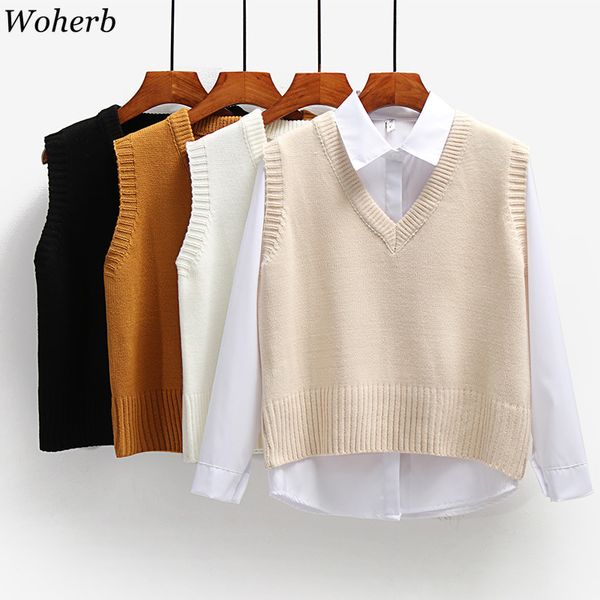 sweater vest women new korean fashion knitted pullovers preppy style short loose knitwear tank coat female 210417, White;black
sweater vest women new korean fashion knitted pullovers preppy style short loose knitwear tank coat female 210417, White;black
