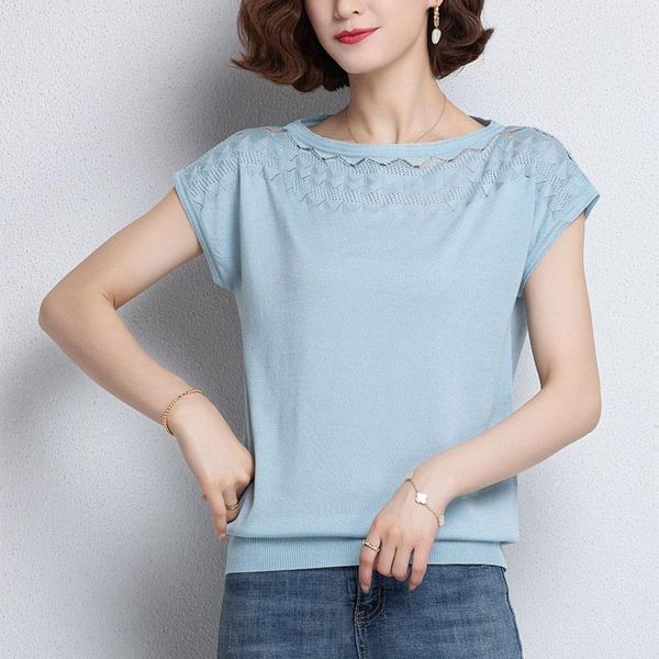 women's t-shirt ms middle-aged mother ice silk short sleeve hollow-out sweater in the summer word get loose thin hollow out, White
women's t-shirt ms middle-aged mother ice silk short sleeve hollow-out sweater in the summer word get loose thin hollow out, White