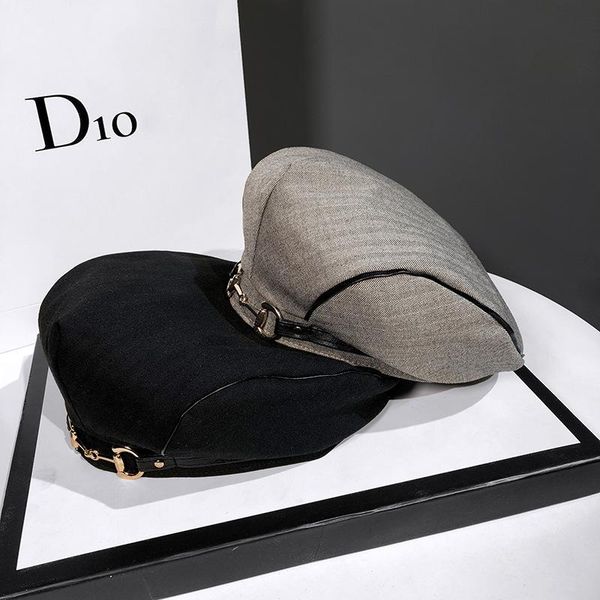 berets japanese metal button beret women british style vintage cap stitching temperament flat fashionable designer luxury woman hat, Blue;gray
berets japanese metal button beret women british style vintage cap stitching temperament flat fashionable designer luxury woman hat, Blue;gray