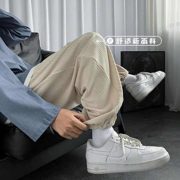 men's pants spring summer casual fashion retro pleated men streetwear korean loose hip-hop straight mens trousers, Black
men's pants spring summer casual fashion retro pleated men streetwear korean loose hip-hop straight mens trousers, Black
