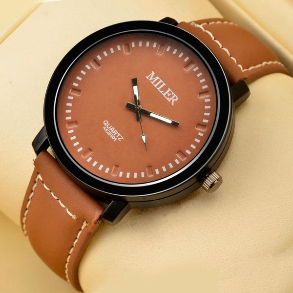 wristwatches miler men watches brown leather band analog quartz military sports casual mens reloj hombre, Slivery;brown
wristwatches miler men watches brown leather band analog quartz military sports casual mens reloj hombre, Slivery;brown