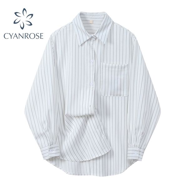 pocket striped white blouses women's spring summer long sleeve shirts korean bf streetwear harajuku ol casual blusas 210515
pocket striped white blouses women's spring summer long sleeve shirts korean bf streetwear harajuku ol casual blusas 210515