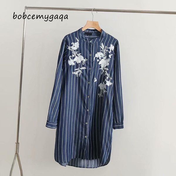 casual dresses spring embroidered striped dress women o neck long sleeve shirt blue work office lady vestido mujer, Black;gray
casual dresses spring embroidered striped dress women o neck long sleeve shirt blue work office lady vestido mujer, Black;gray