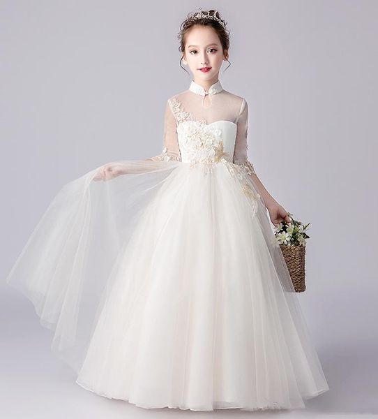 pretty ivory high neck tulle applique girl' pageant flower girl dresses princess party child skirt custom, White;blue
pretty ivory high neck tulle applique girl' pageant flower girl dresses princess party child skirt custom, White;blue
