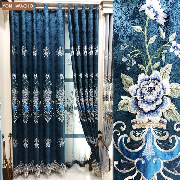 curtain & drapes custom modern bedroom full shading chenille pastoral peony embroidered blue cloth blackout tulle drapery c771
curtain & drapes custom modern bedroom full shading chenille pastoral peony embroidered blue cloth blackout tulle drapery c771