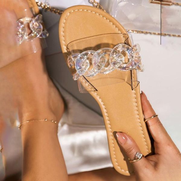 fashion roman style transparent chain decoration flat outdoor female slippers 2021 summer plus size beach slipper, Black
fashion roman style transparent chain decoration flat outdoor female slippers 2021 summer plus size beach slipper, Black
