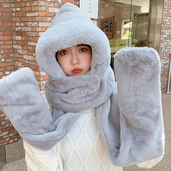 berets 2021 winter solid fur plush scarf hat set women hooded scarves gloves thick warm windproof hats fashion cute earflap, Blue;gray
berets 2021 winter solid fur plush scarf hat set women hooded scarves gloves thick warm windproof hats fashion cute earflap, Blue;gray