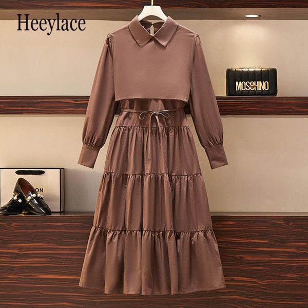 plus size women autumn long sleeve dresses for turn dowm collar ruffles knee length solid office ladies dress female robe casual, Black;gray
plus size women autumn long sleeve dresses for turn dowm collar ruffles knee length solid office ladies dress female robe casual, Black;gray