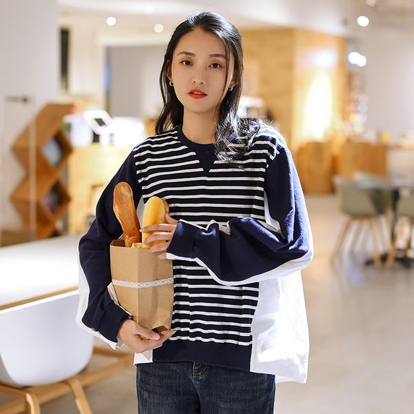 johnature women striped cotton t-shirts patchwork color korean style mori girl spring long sleeve loose female t-shirts 210521, White
johnature women striped cotton t-shirts patchwork color korean style mori girl spring long sleeve loose female t-shirts 210521, White