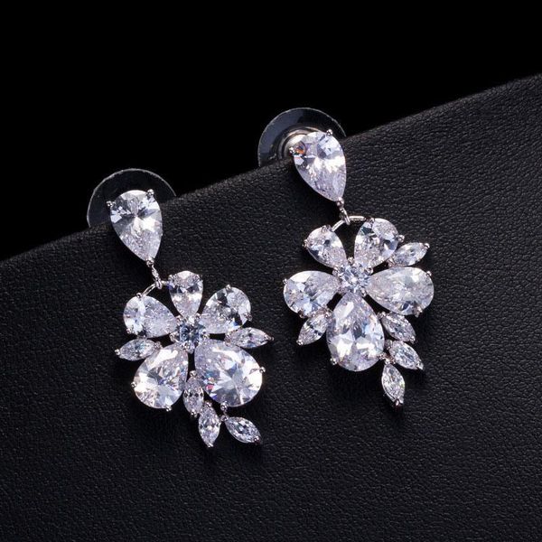 dangle & chandelier 100% cz crystal flower design drop earrings for women fashion party jewelry stone, Silver
dangle & chandelier 100% cz crystal flower design drop earrings for women fashion party jewelry stone, Silver