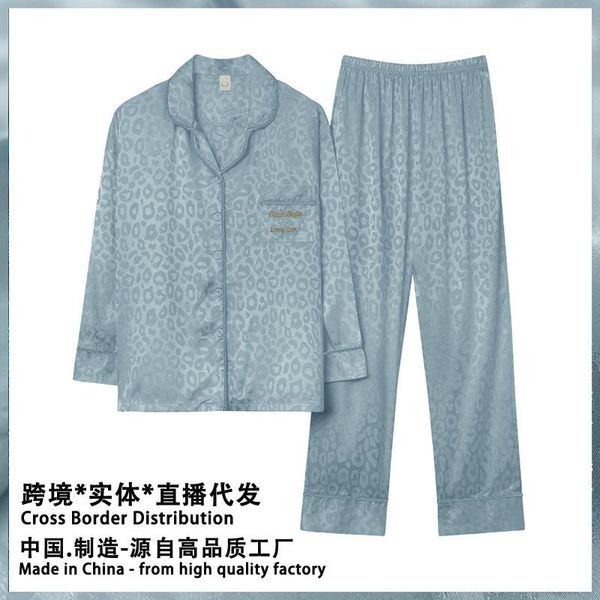 men's sleepwear spring and autumn pajamas thin snow silk long sleeve two piece set black leopard print high sense home clothes, Black;brown
men's sleepwear spring and autumn pajamas thin snow silk long sleeve two piece set black leopard print high sense home clothes, Black;brown