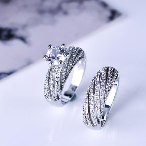 luxury couple rings for women round stone cubic zirconia set ring bridal wedding engagement fashion jewelry, Slivery;golden
luxury couple rings for women round stone cubic zirconia set ring bridal wedding engagement fashion jewelry, Slivery;golden