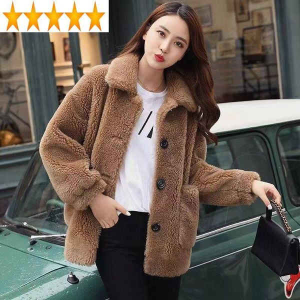 women's fur & faux winter wool 2021 women artificial lamb coat woman clothes female parkas jackets fashion mujeres abrigos, Black
women's fur & faux winter wool 2021 women artificial lamb coat woman clothes female parkas jackets fashion mujeres abrigos, Black