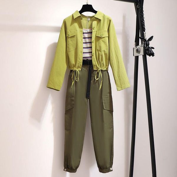 women's two piece pants 2021 summer autumn women three-piece set fashion korean green long sleeve shirt + vest high-waist casual suits, White
women's two piece pants 2021 summer autumn women three-piece set fashion korean green long sleeve shirt + vest high-waist casual suits, White