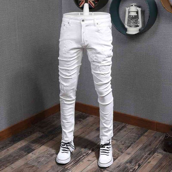 men's jeans ly designer fashion men white color elastic slim fit ripped denim pants homme korean style hip hop casual long trouser, Blue
men's jeans ly designer fashion men white color elastic slim fit ripped denim pants homme korean style hip hop casual long trouser, Blue