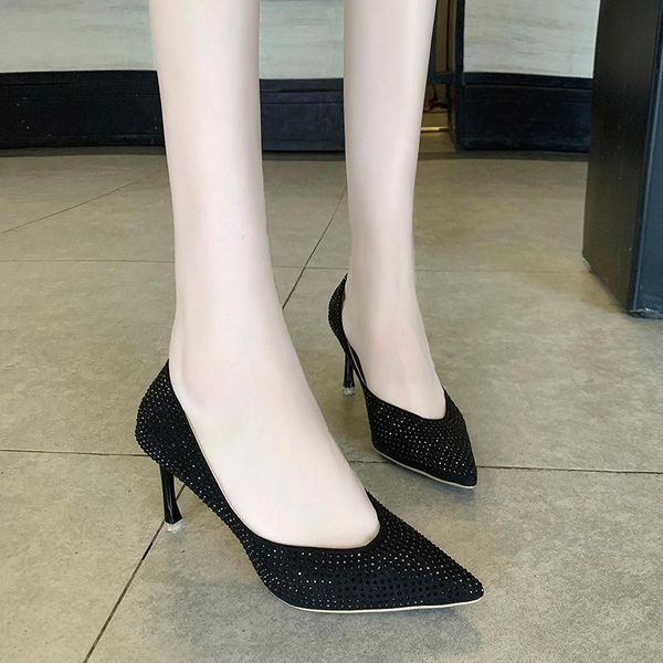 dress shoes women shallow pumps fashion rhinestone point toe laides party solid thin high heels 2021 srping summer, Black
dress shoes women shallow pumps fashion rhinestone point toe laides party solid thin high heels 2021 srping summer, Black