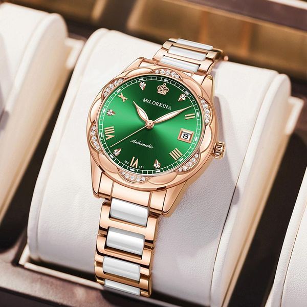 wristwatches orkina fashion women watches waterproof ceramic band white dial ladies clock casual dress mechanical, Slivery;brown
wristwatches orkina fashion women watches waterproof ceramic band white dial ladies clock casual dress mechanical, Slivery;brown