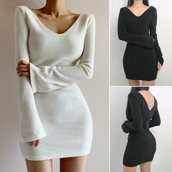 casual dresses deep v-neck mini dress women skinny long flare sleeve above knee streetwear solid basic, Black;gray
casual dresses deep v-neck mini dress women skinny long flare sleeve above knee streetwear solid basic, Black;gray