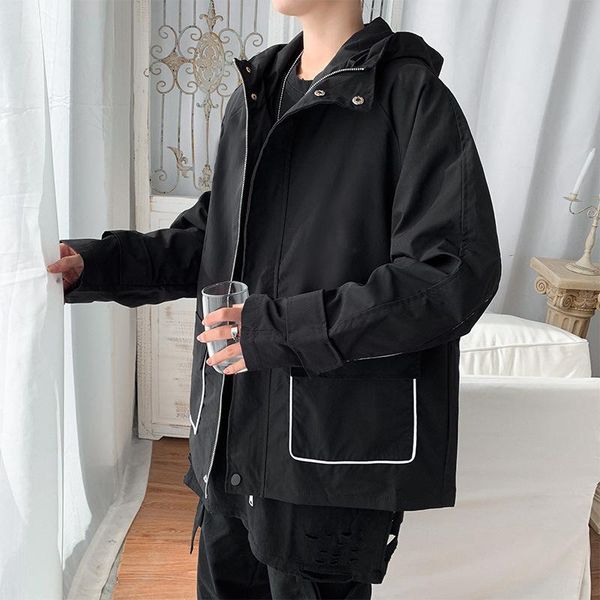 men's jackets streetwear loose black men windbreaker zippper hooded jacket male autumn korean style oversize army green coat, Black;brown
men's jackets streetwear loose black men windbreaker zippper hooded jacket male autumn korean style oversize army green coat, Black;brown